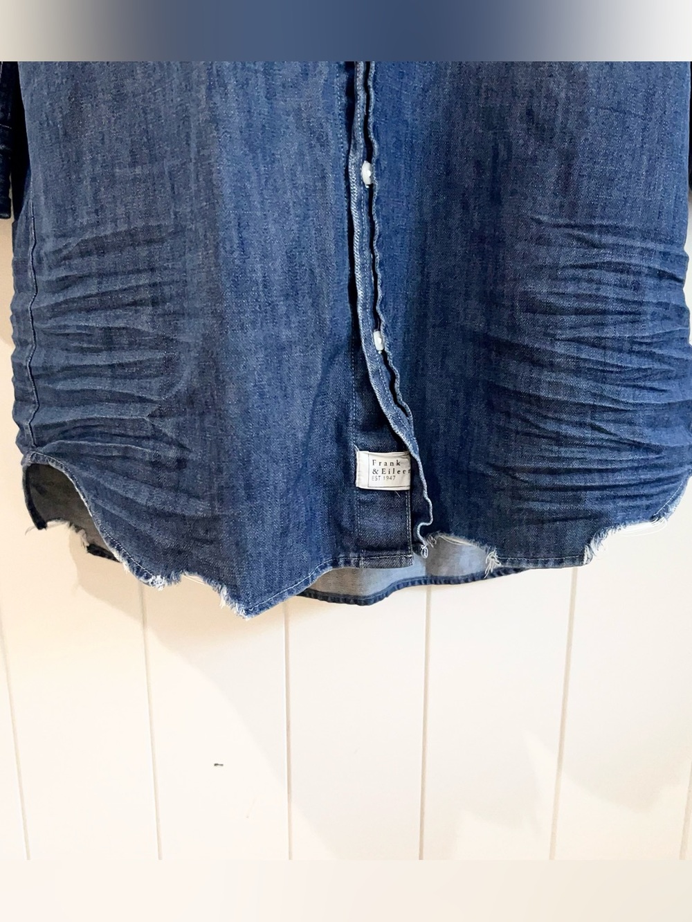 Frank & Eileen Mary Dress Denim Distressed casual Midi Size S - Picture 4 of 13
